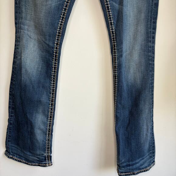 Rock Revival Anja Boot Embroidered Jeans 28 Low Rise Thick Stitch Y2K 2000s - Picture 4 of 9